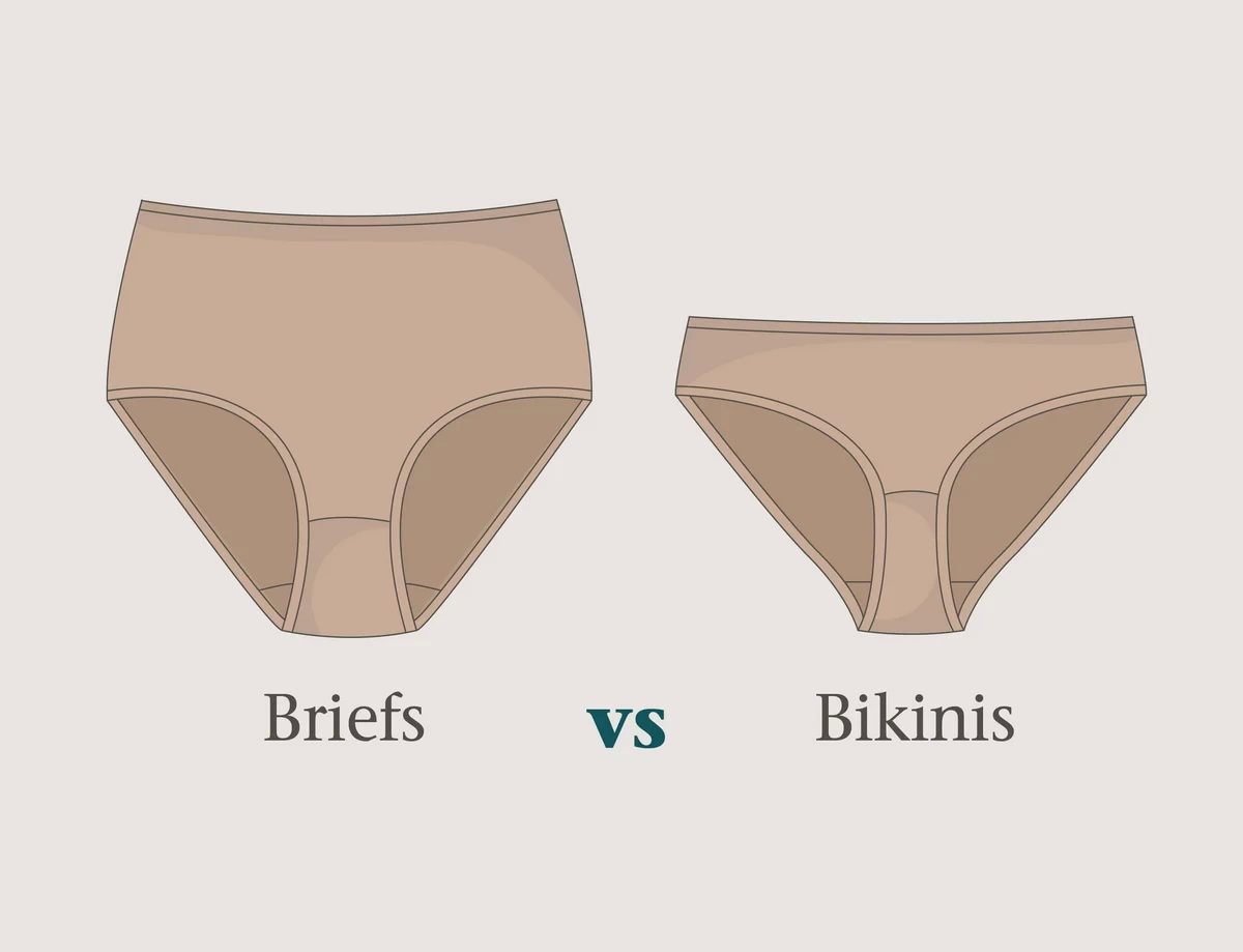 Illustrative example of bikini bottom vs underwear