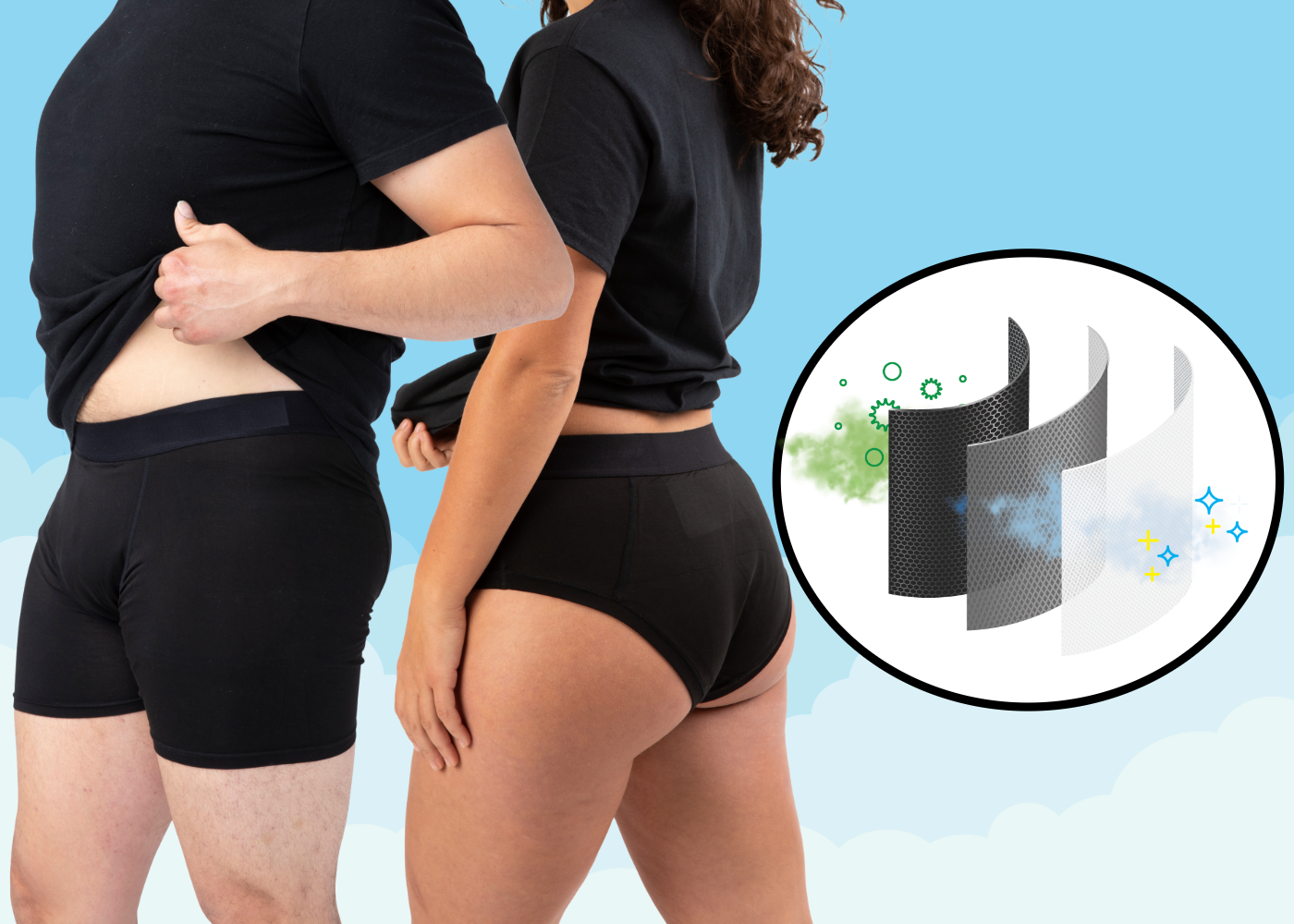 Illustrative example of carbon filter underwear
