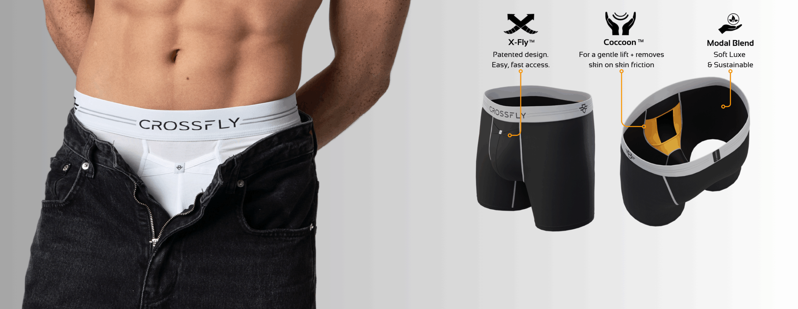 Illustrative example of crossfly underwear