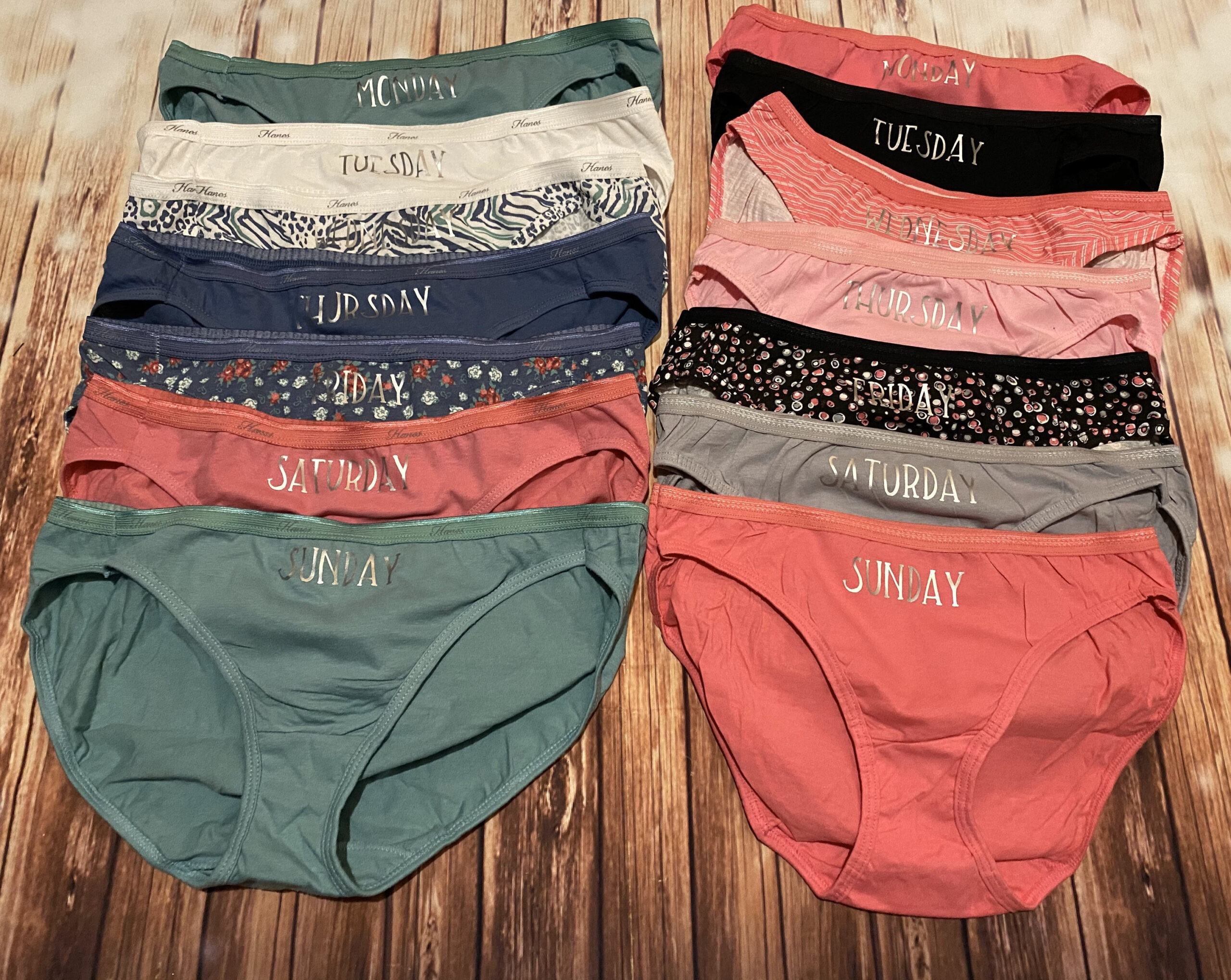 Illustrative example of days of the week underwear women