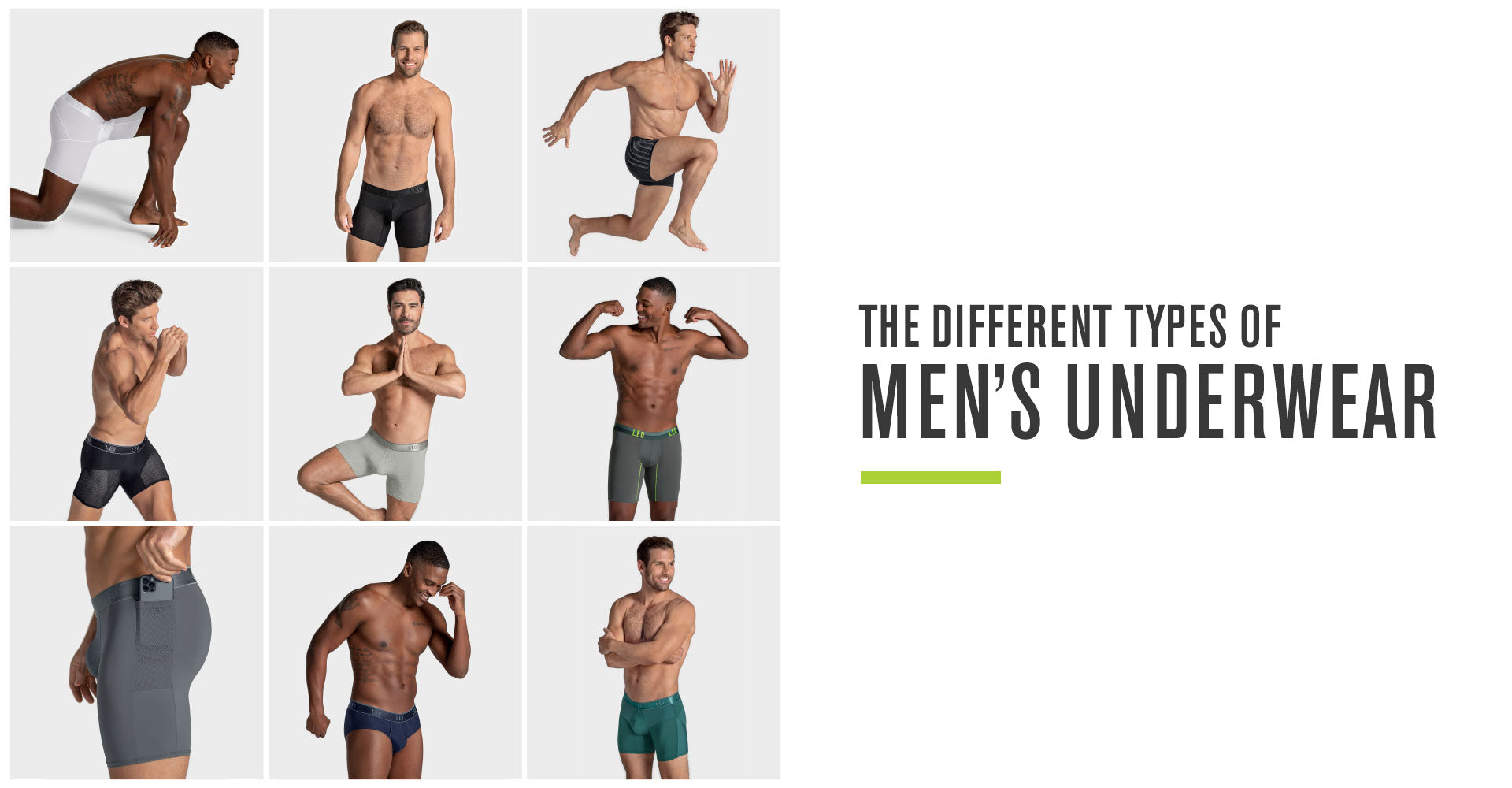 Illustrative example of different underwear types