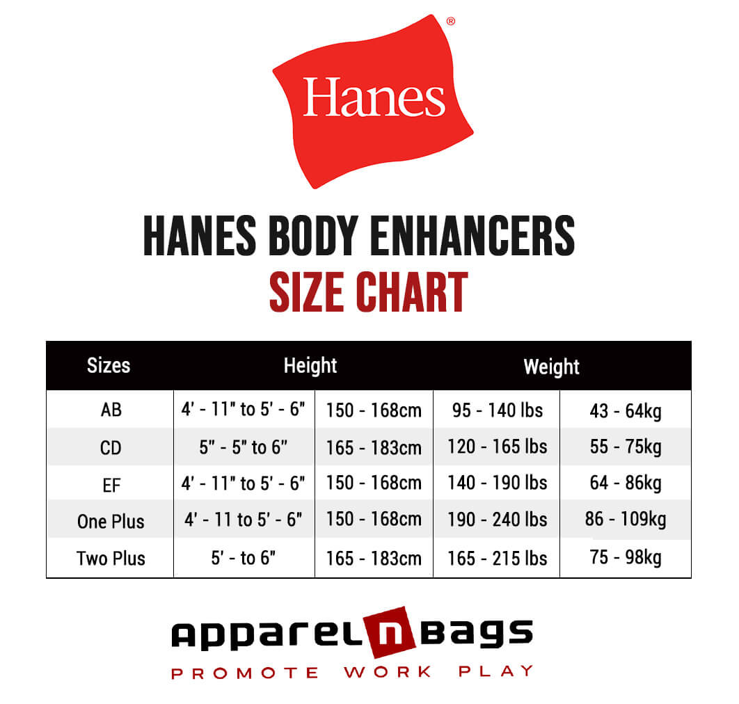 Illustrative example of hanes underwear sizing chart