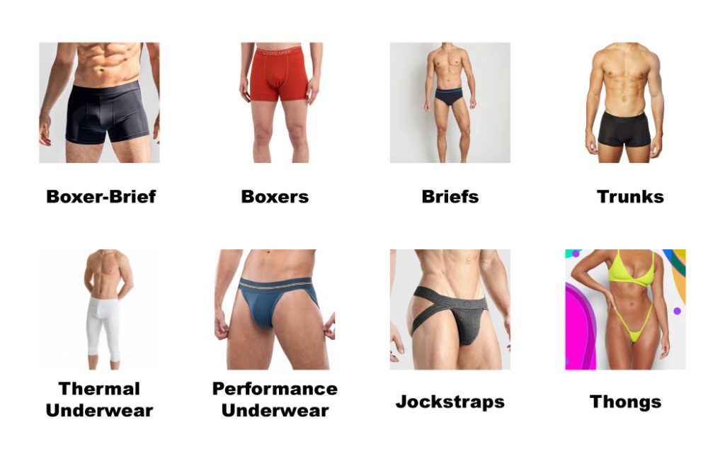 Illustrative example of male underwear types