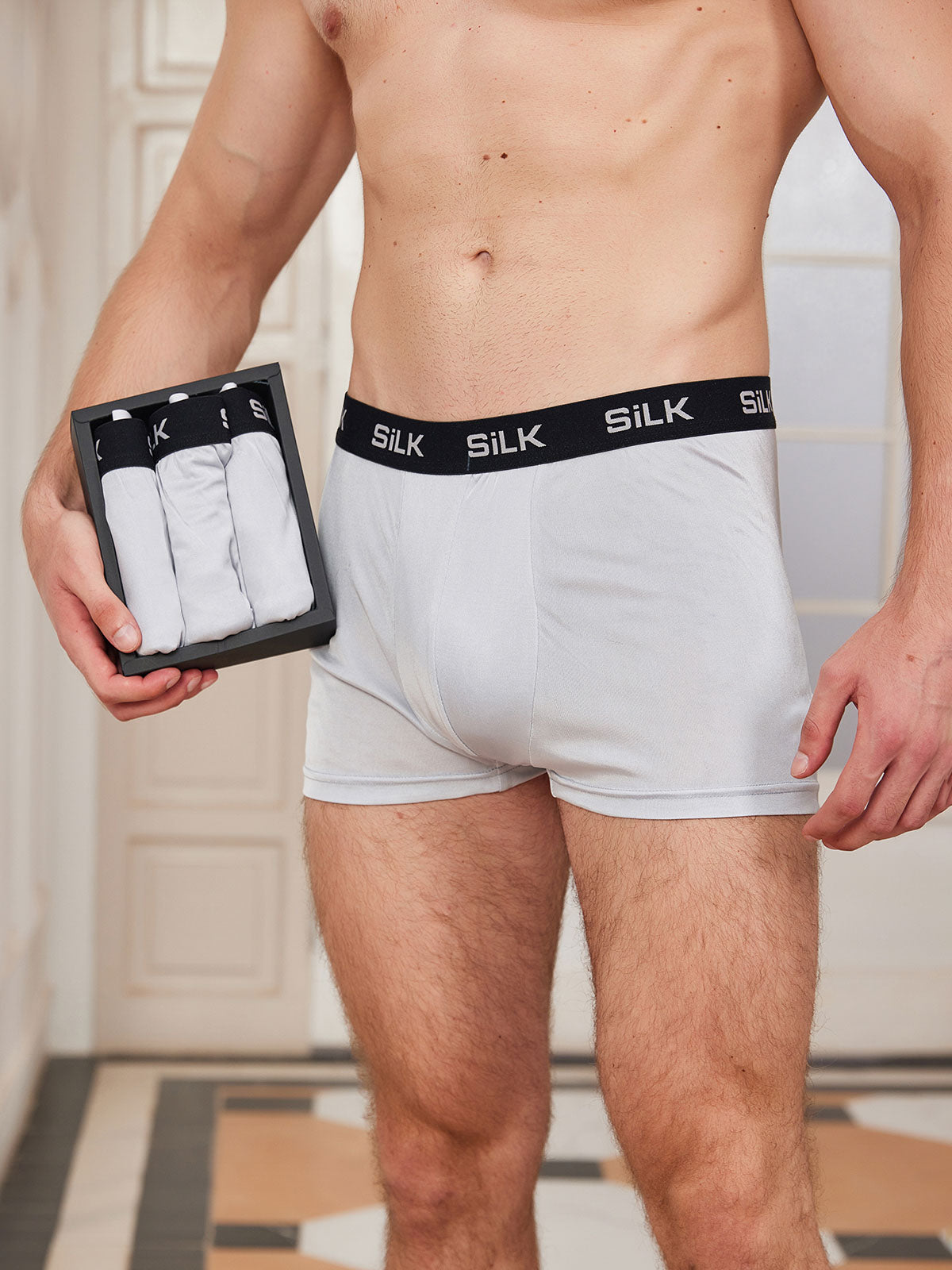 Illustrative example of men's silk boxer underwear