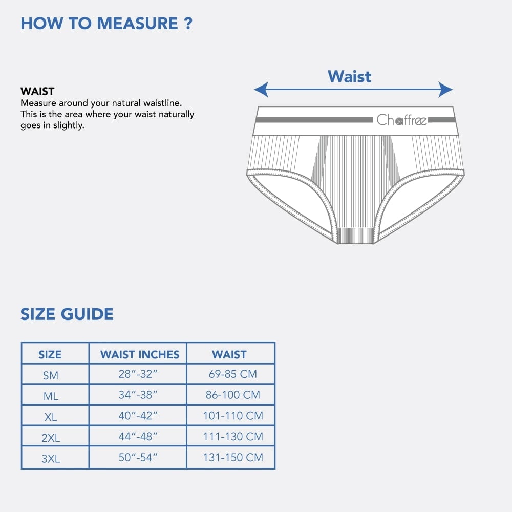 Illustrative example of mens underwear size guide