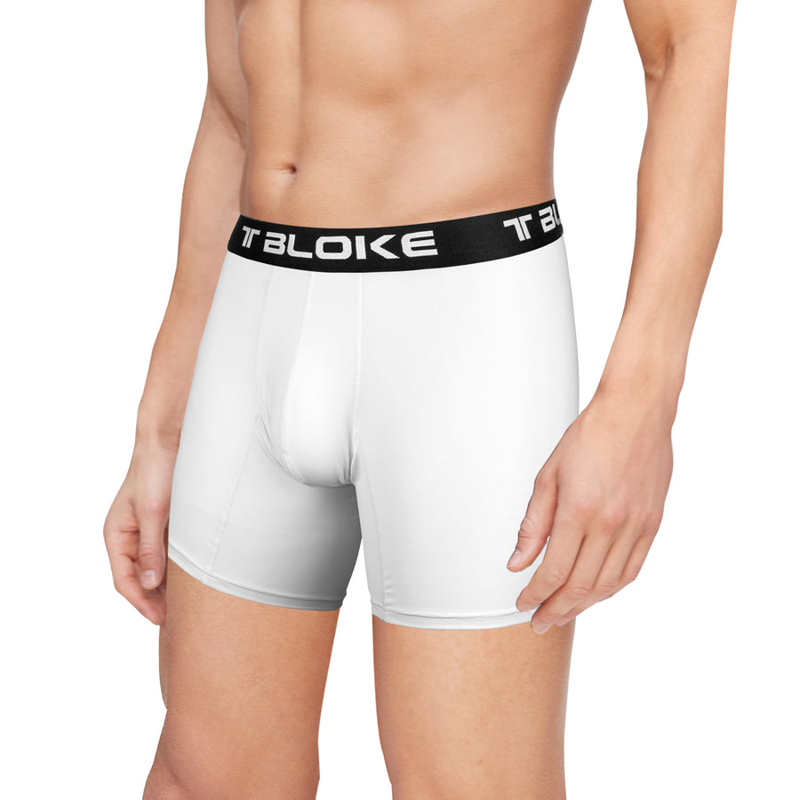 Illustrative example of men's white boxer brief underwear