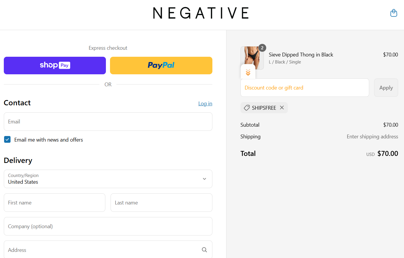 Illustrative example of negative underwear promo code