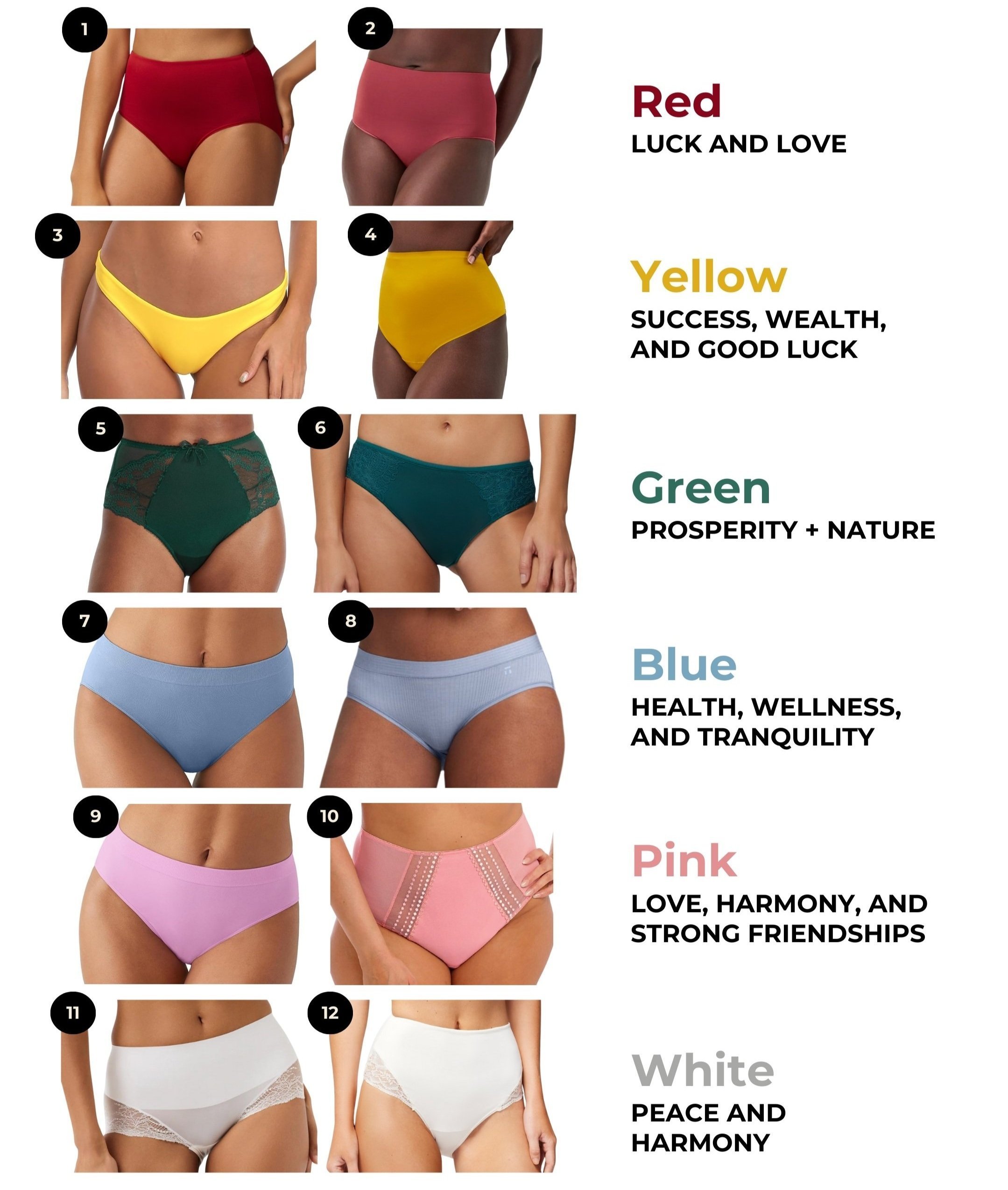 Illustrative example of new year's underwear colors