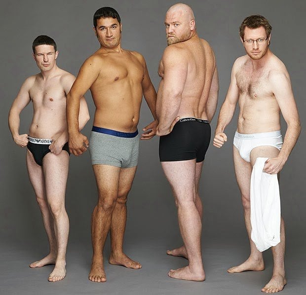Illustrative example of real guys in underwear