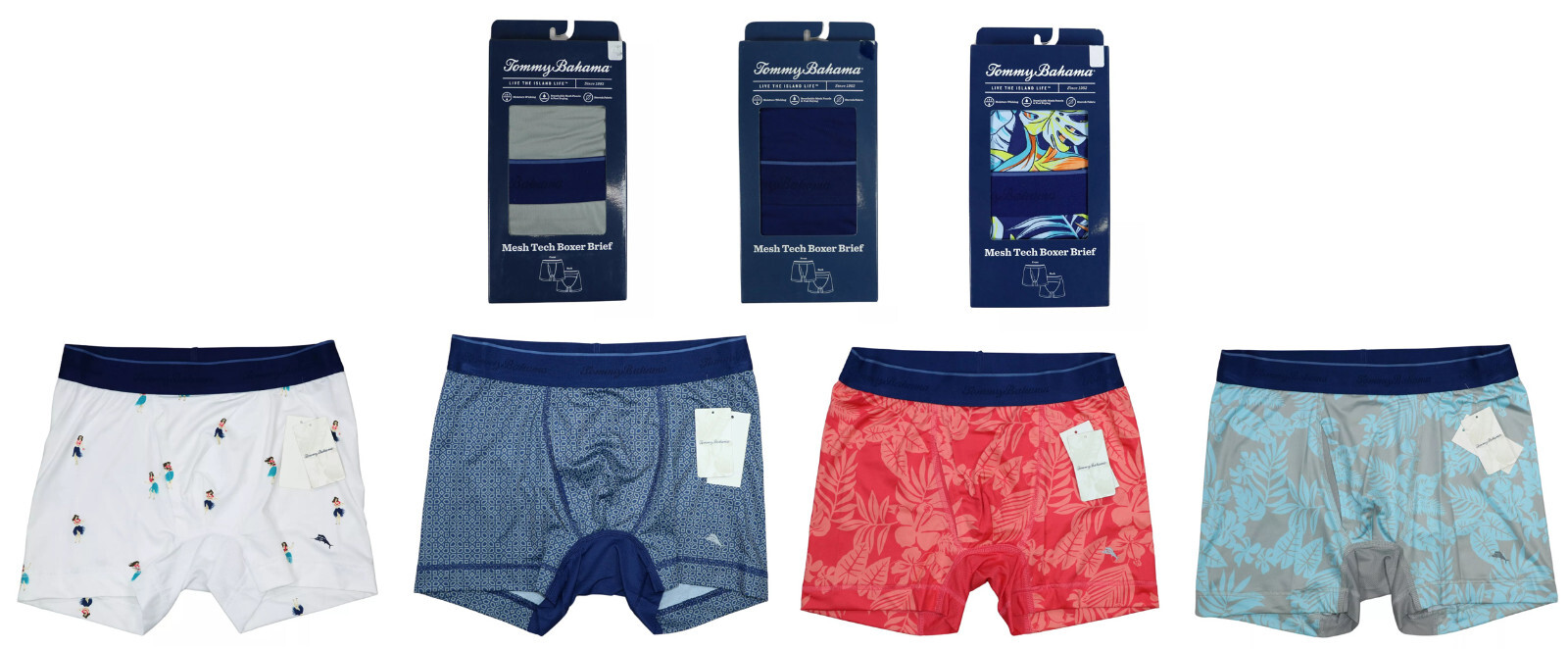 Illustrative example of tommy baama 87 polyester and 13 spandex underwear men