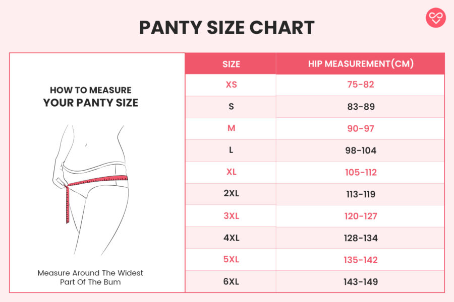 Illustrative example of women's underwear size guide